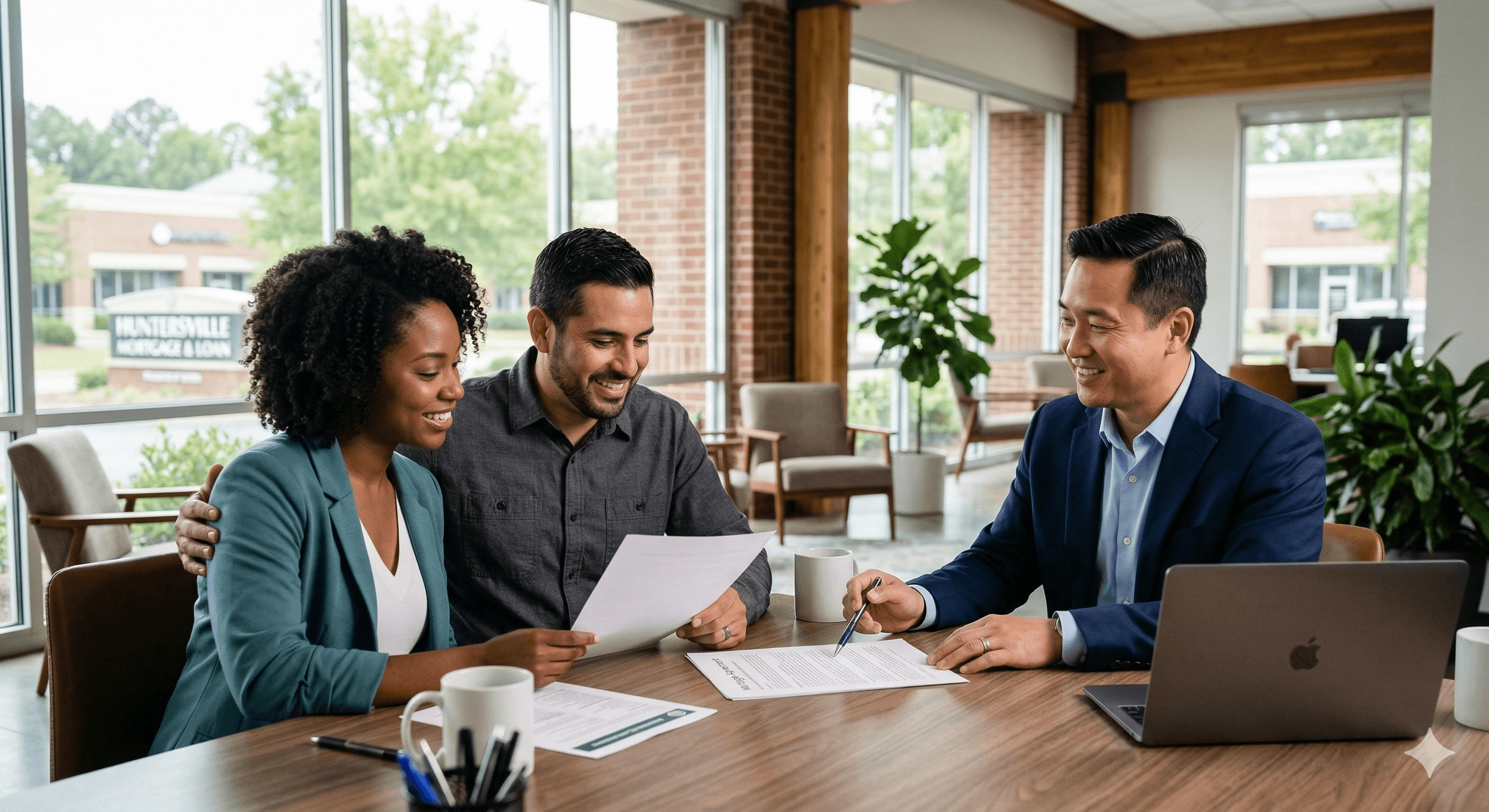 Homeowners reviewing mortgage options